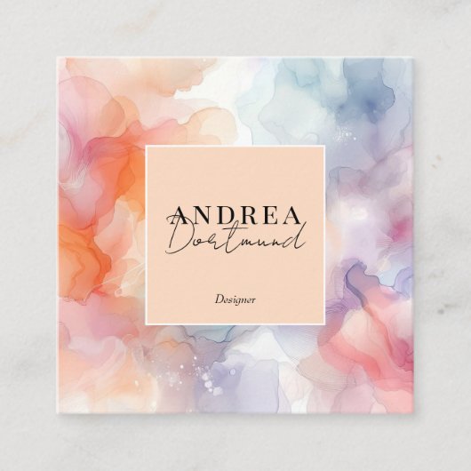 Moderne waterverf Abstracte paarse Vierkante Visitekaartje (Voorkant)