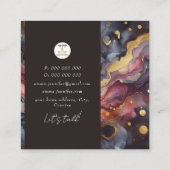 Moderne waterverf Abstracte paarse Vierkante Zaken Vierkante Visitekaartje (Achterkant)