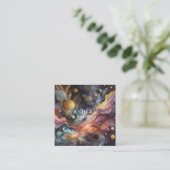 Moderne waterverf Abstracte paarse Vierkante Zaken Vierkante Visitekaartje (Staand voorkant)