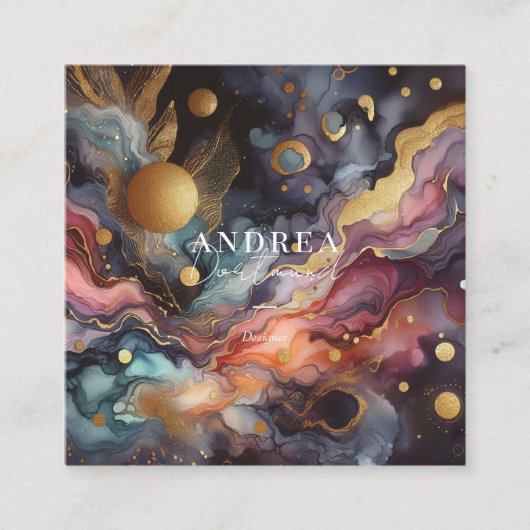 Moderne waterverf Abstracte paarse Vierkante Zaken Vierkante Visitekaartje (Voorkant)