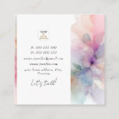 Moderne waterverf Abstracte paarse Vierkante Zaken Vierkante Visitekaartje (Achterkant)