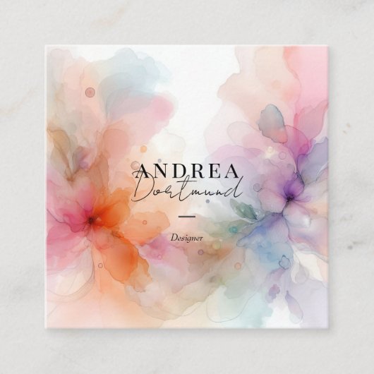Moderne waterverf Abstracte paarse Vierkante Zaken Vierkante Visitekaartje (Voorkant)