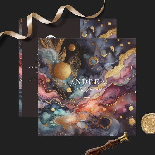 Moderne waterverf Abstracte paarse Vierkante Zaken Vierkante Visitekaartje