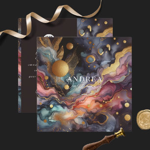 Moderne waterverf Abstracte paarse Vierkante Zaken Vierkante Visitekaartje