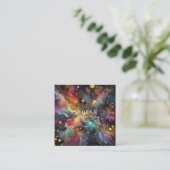 Moderne waterverf Abstracte paarse Vierkante Zaken Visitekaartje (Staand voorkant)