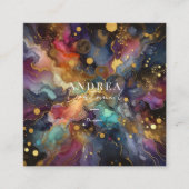 Moderne waterverf Abstracte paarse Vierkante Zaken Visitekaartje (Voorkant)