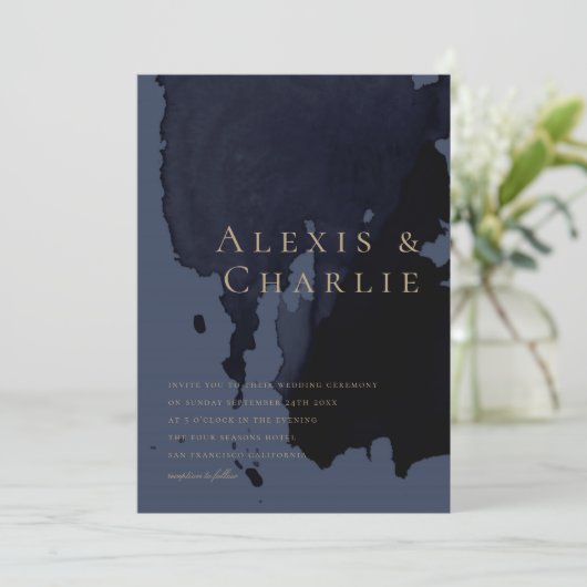 Moderne waterverf abstracte trouwkaart kaart (Staand voorkant)