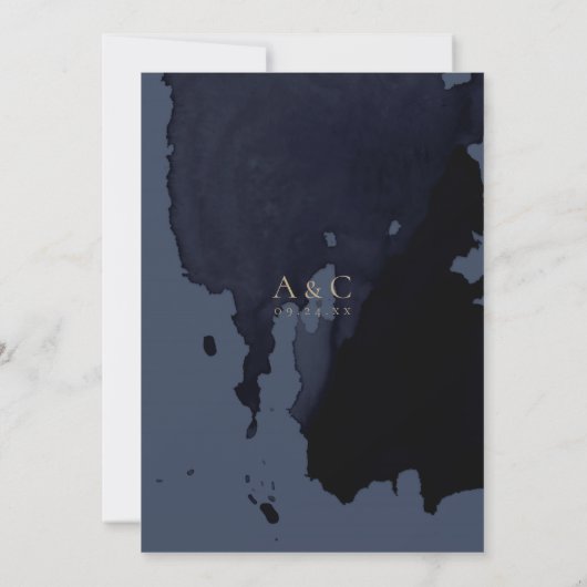 Moderne waterverf abstracte trouwkaart kaart (Achterkant)