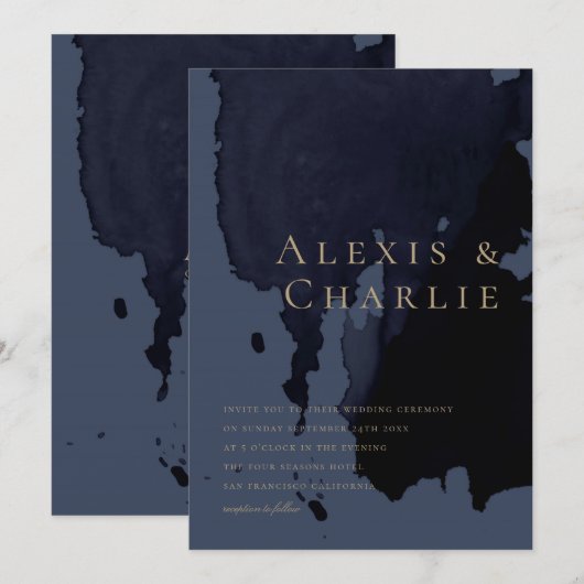 Moderne waterverf abstracte trouwkaart kaart (Voorkant / Achterkant)