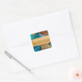 Moderne waterverf agaat turquoise goud sinaasappel vierkante sticker (Envelop)
