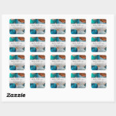 Moderne waterverf agaat turquoise zilveren sinaasa vierkante sticker (Vel)