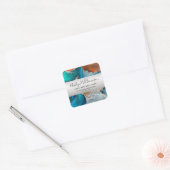 Moderne waterverf agaat turquoise zilveren sinaasa vierkante sticker (Envelop)