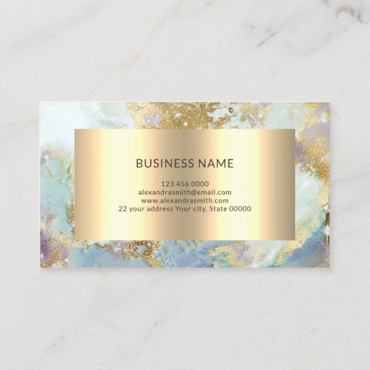 Moderne Waterverf alcoholinkt goudolie gemarmerd Visitekaartje (Achterkant)