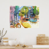 moderne waterverf Amsterdam Poster (Keuken)