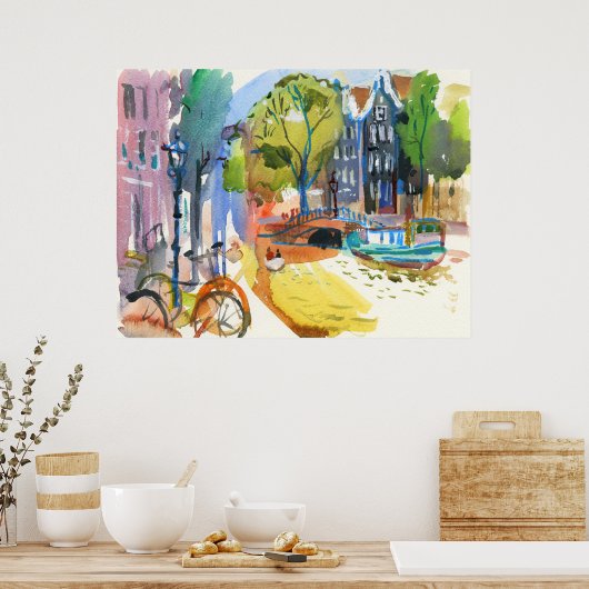 moderne waterverf Amsterdam Poster (Keuken)