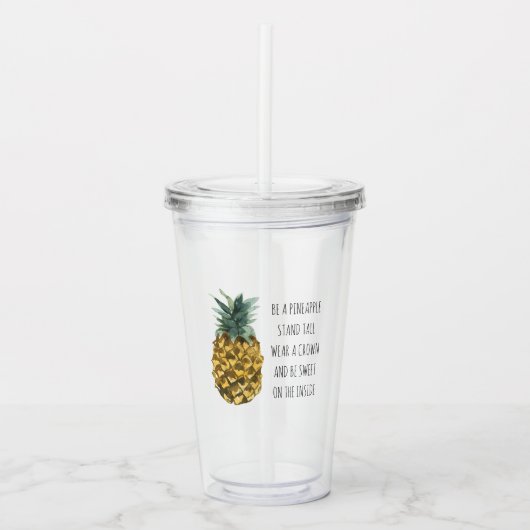 Moderne Waterverf ananas & positieve funny Quote Acryl Drinkbeker (Voorkant)