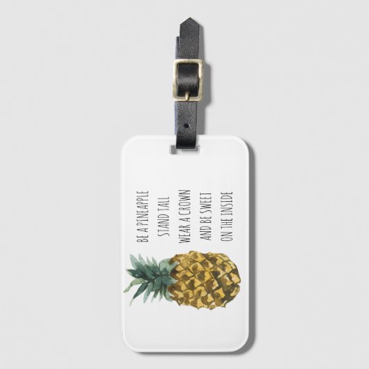 Moderne Waterverf ananas & positieve funny Quote Bagagelabel (Voorkant (verticaal))