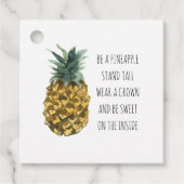 Moderne Waterverf ananas & positieve funny Quote Bedankjes Labels (Voorkant)