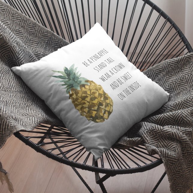 Moderne Waterverf ananas & positieve funny Quote Buitenkussen (Creator heeft geüpload)
