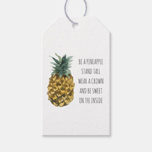 Moderne Waterverf ananas & positieve funny Quote Cadeaulabel (Voorkant)