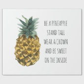 Moderne Waterverf ananas & positieve funny Quote Cadeaupapier (Vlak)