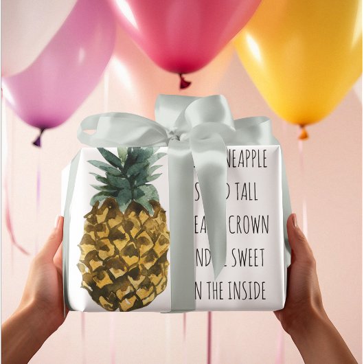 Moderne Waterverf ananas & positieve funny Quote Cadeaupapier