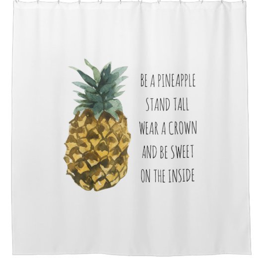 Moderne Waterverf ananas & positieve funny Quote Douchegordijn (Voorkant)