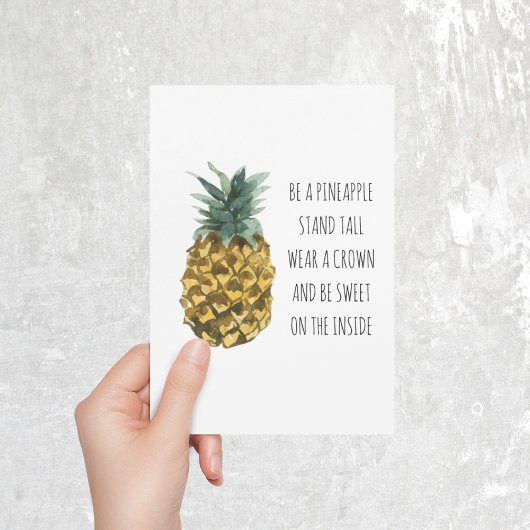 Moderne Waterverf ananas & positieve funny Quote Feestdagenkaart