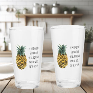 Moderne Waterverf ananas & positieve funny Quote Glas