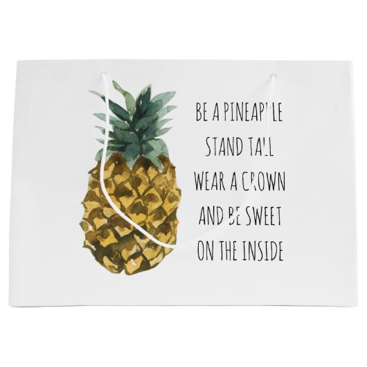Moderne Waterverf ananas & positieve funny Quote Groot Cadeauzakje (Voorkant)