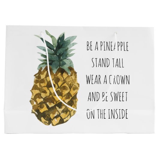 Moderne Waterverf ananas & positieve funny Quote Groot Cadeauzakje (Achterkant)
