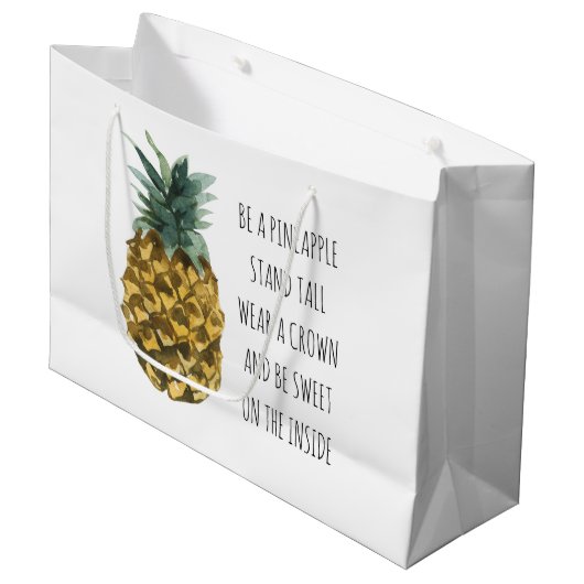 Moderne Waterverf ananas & positieve funny Quote Groot Cadeauzakje (Voorkant Gekanteld)