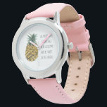 Moderne Waterverf ananas & positieve funny Quote Horloge<br><div class="desc">Moderne Waterverf ananas & positieve funny Quote</div>