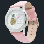 Moderne Waterverf ananas & positieve funny Quote Horloge<br><div class="desc">Moderne Waterverf ananas & positieve funny Quote</div>