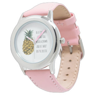 Moderne Waterverf ananas & positieve funny Quote Horloge