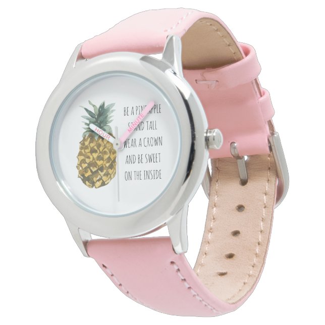 Moderne Waterverf ananas & positieve funny Quote Horloge (Gekanteld)