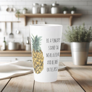 Moderne Waterverf ananas & positieve funny Quote Latte Mok