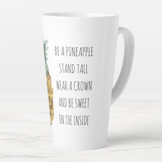 Moderne Waterverf ananas & positieve funny Quote Latte Mok (Rechterhoek)