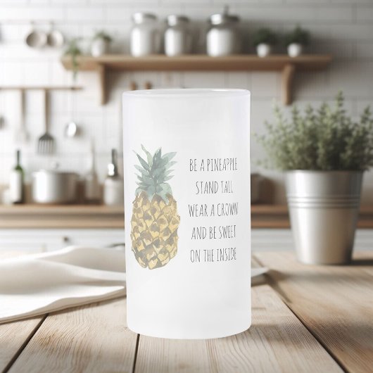Moderne Waterverf ananas & positieve funny Quote Matglas Bierpul