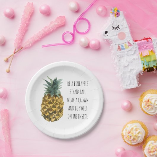 Moderne Waterverf ananas & positieve funny Quote Papieren Bordje (Feest)