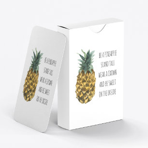 Moderne Waterverf ananas & positieve funny Quote Pokerkaarten