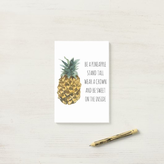 Moderne Waterverf ananas & positieve funny Quote Post-it® Notes (Op bureau)