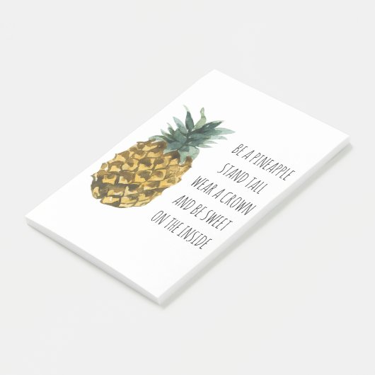 Moderne Waterverf ananas & positieve funny Quote Post-it® Notes (Schuin)