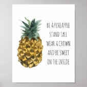 Moderne Waterverf ananas & positieve funny Quote Poster (Voorkant)
