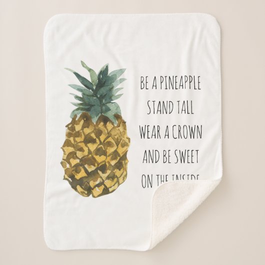 Moderne Waterverf ananas & positieve funny Quote Sherpa Deken (Voorkant)