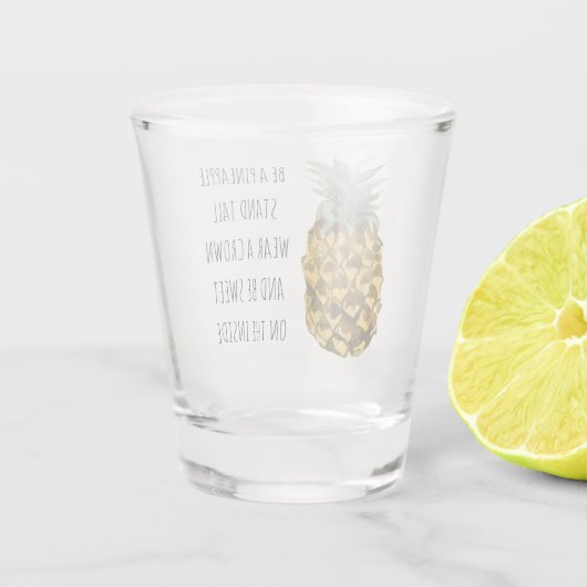 Moderne Waterverf ananas & positieve funny Quote Shot Glas (Achterkant)