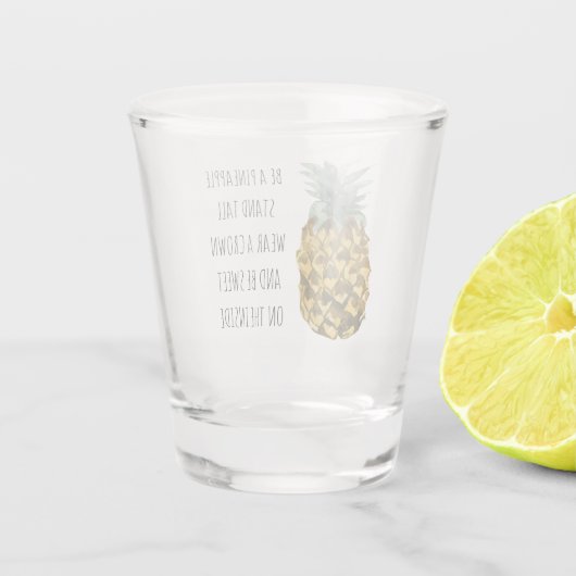 Moderne Waterverf ananas & positieve funny Quote Shot Glas (Achterkant)