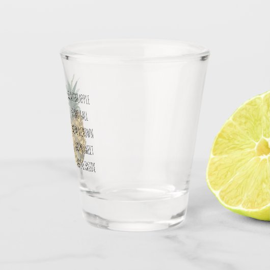 Moderne Waterverf ananas & positieve funny Quote Shot Glas (Rechts)