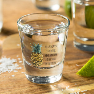 Moderne Waterverf ananas & positieve funny Quote Shot Glas