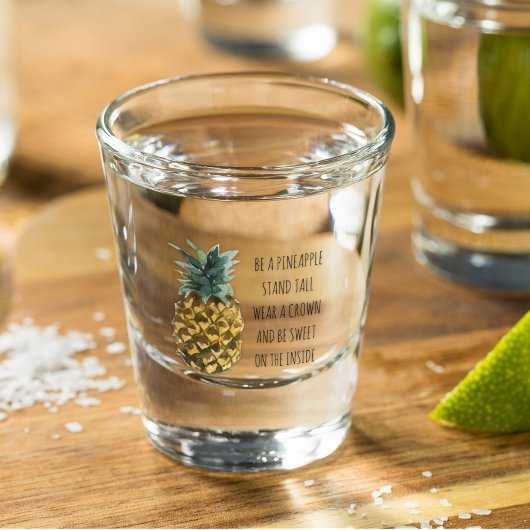 Moderne Waterverf ananas & positieve funny Quote Shot Glas